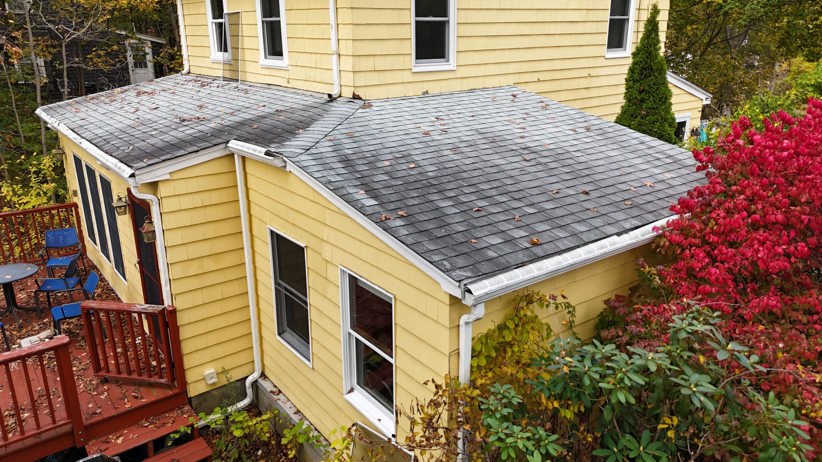 Before Flat Roof in Wayland, MA - Shingle to TPO Roof Conversion